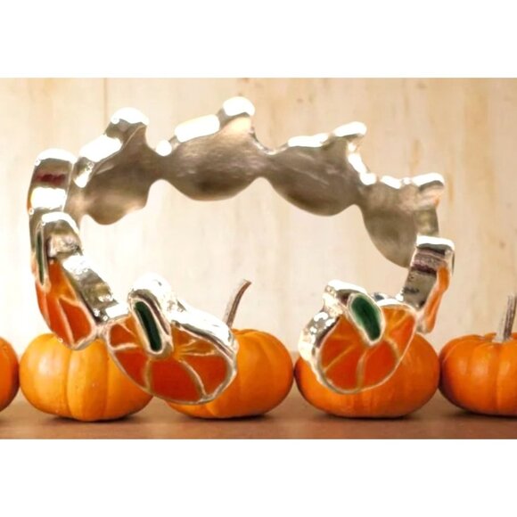 Pumpkin Ring New Orange Silver Adjustable Thanksgiving Autumn Jewelry Fe… - Picture 7 of 12